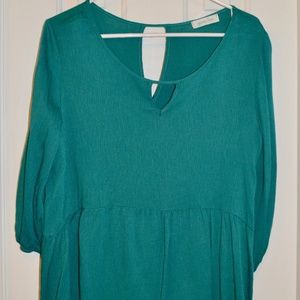 🦚 Grace & Lace Aria Blouse M Jade Soft & Flowing 3/4 sleeve Pretty Jewel-tone